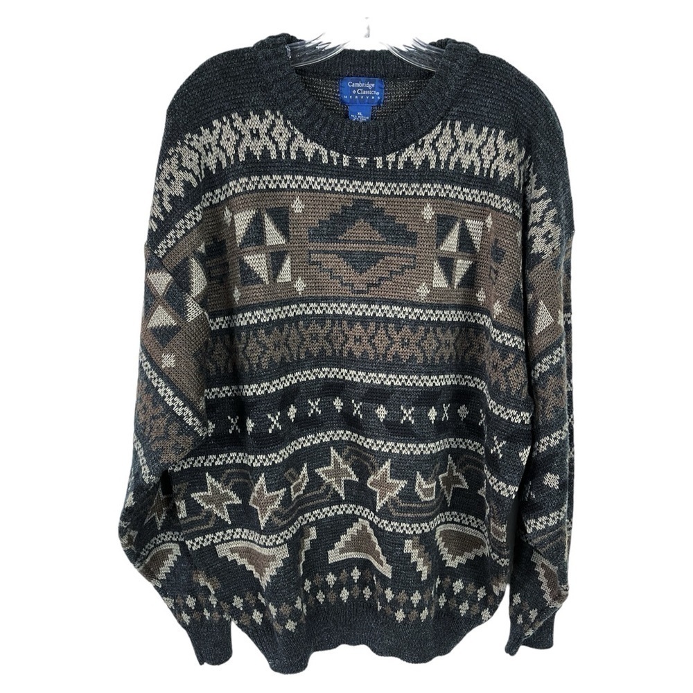 Vintage Cambridge Classics Mervyns Geometric Blend Multicolored Sweater XL